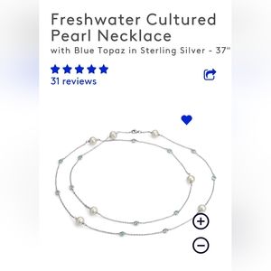 Blue Nile Cultured Pearl & Topaz Necklace 37 inch